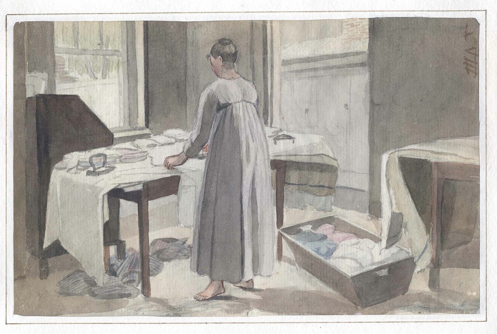 Krimmel, Woman pressing and folding laundry, Downs Collection